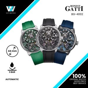 Bonest Gatti Automatic Movement Round Shaped Carbon Fiber Dial watch 316L Case Dome Sapphire Crystal Fluororubber Strap 3ATM Waterproof Luminous BG4002