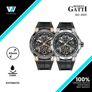 Bonest Gatti Skeleton Dial Citizen Automatic Movement Sapphire Crystal Round Watch BG4601