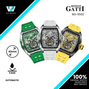 Bonest Gatti Automatic Skeleton Movement Barrel shaped Case Luminous BG5502