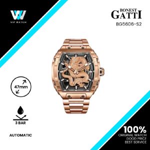 Bonest Gatti Rose Gold & Silver Dragon Series Automatic Watch BG5606