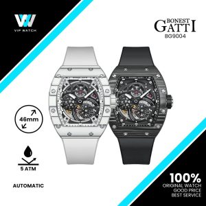 Bonest Gatti Carbon Fiber Skeleton Tonneau Automatic Men Watch BG9004